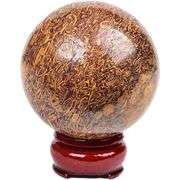 Natural Golden Silk Jade Crystal Ball with Stand