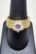 Dazzling 2 Ct Lab Simulated Diamond 14 Kt Yellow Gold 3 Band Stackable Ring Set