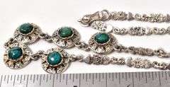 Fancy Link Turquoise Gemstone Necklace in Sterling Silver