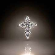 Sparkling 14 Kt White Gold Plated Simulated Diamond Cross Pendant