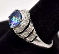 Mystic Topaz and CZ Gemstone Ring in Sterling Silver