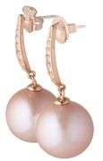 Na Hoku 14.5MM Pink Pearl and 0.20ctw Diamond Drop Earrings in 14K