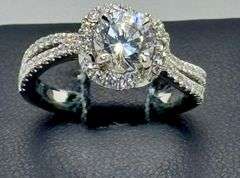 18K White Gold Filigree Diamond Ring