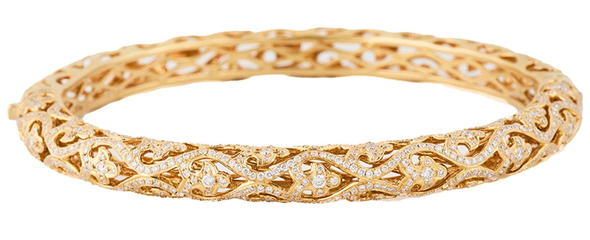 1.50tw Diamond Filigree Bangle Bracelet in 18K - US Auction Online