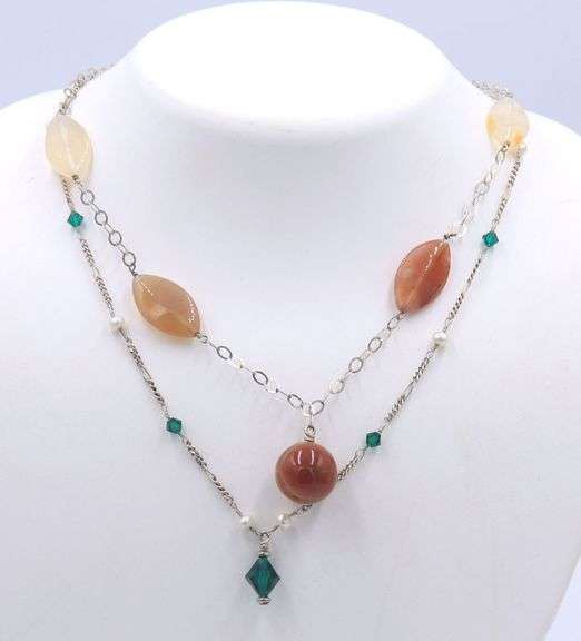 Group lot of 2 vintage 925 sterling silver necklaces