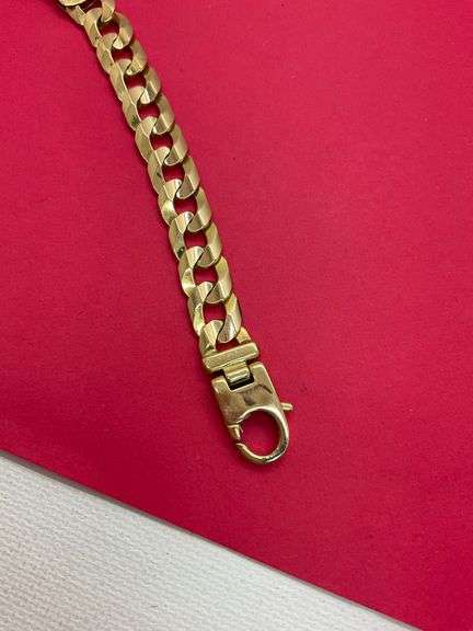 MEN'S 18K GOLD ID CUBAN LINK BRACELET.