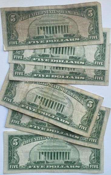 6 1963 Series Red Seal US Notes
