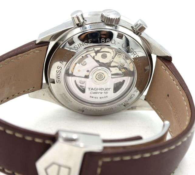 Tag Heuer Carrera chronograph 41mm automatic brown dial and bezel on leather strap watch