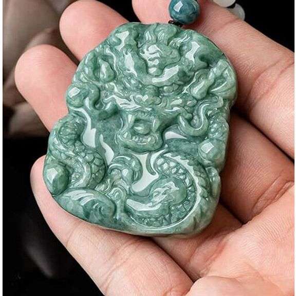 Grade A Natural Jade Dragon Pendant