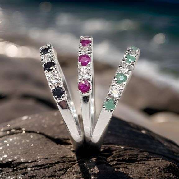 Incredible Natural Emerald Ruby & Sapphire Ring