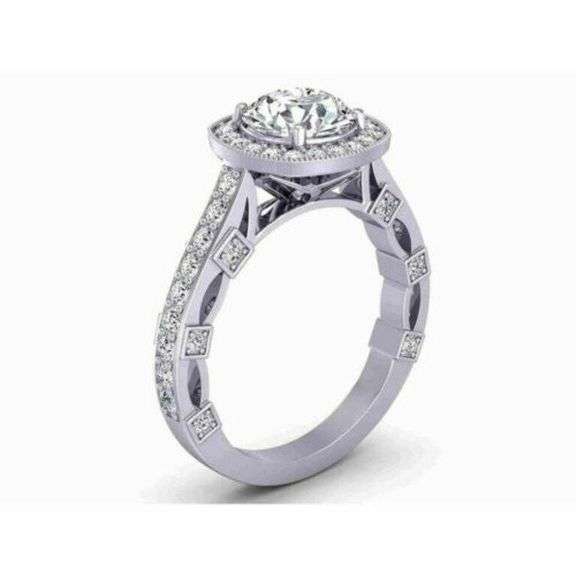 4 Kt White Gold Plated Sparkling 3.15 Ct White Blue Ice Lab Simulated Diamond Ring