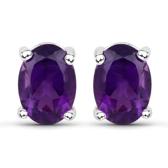 Genuine Amethyst Earrings in .925 Sterling Silver