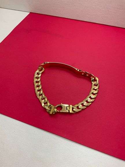 MEN'S 18K GOLD ID CUBAN LINK BRACELET.