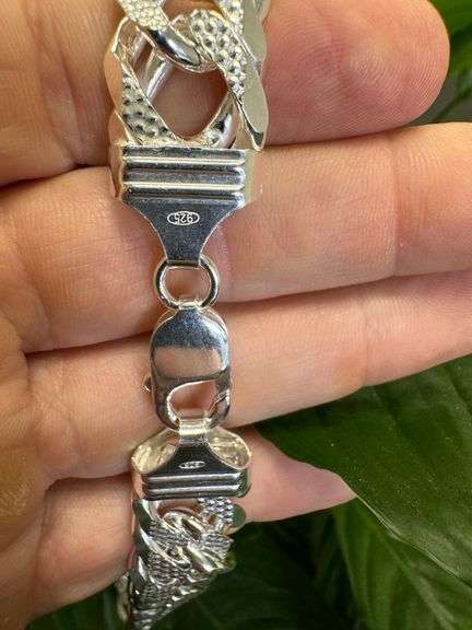 Sterling Silver 16mm Pave Double Curb Chain Cuban Link 925 Italy Necklace 24"