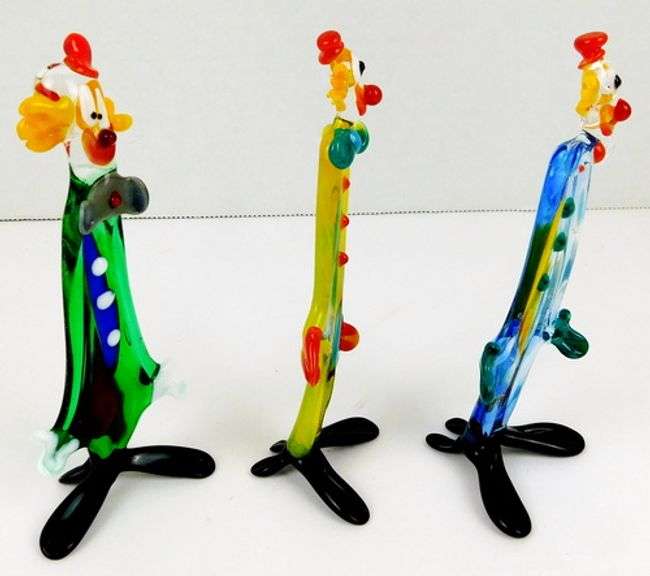 Set of 3 Vintage Miniature Murano Clowns