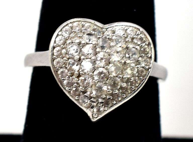 CZ Gemstone Heart Ring in Sterling Silver