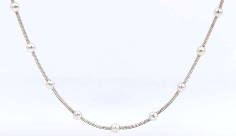 Italian 925 Sterling Silver Ball Snake Chain Necklace