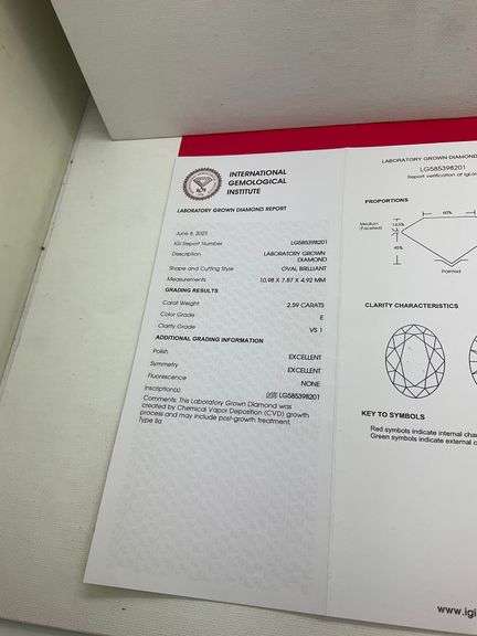 I.G.I CERTIFIED 2.59 CARAT OVAL SHAPED LAB GROWN DIAMOND