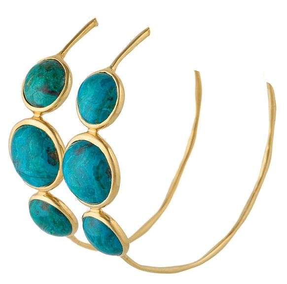 Ippolita Lollipop Turquoise Three Stone Hoop Earrings in 18K
