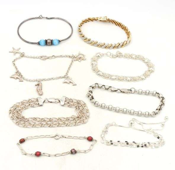 Group lot of 8 Vintage 925 sterling silver bracelets
