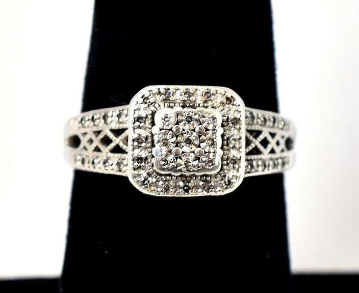 Diamond Cluster Ring in Sterling Silver