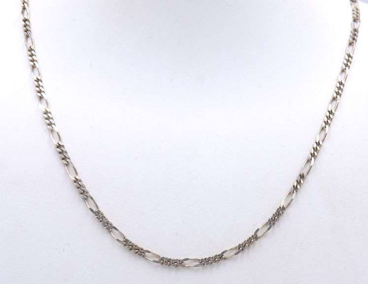 Italian vintage 925 sterling silver Figaro chain necklace