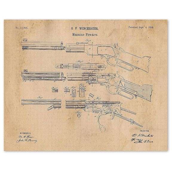 Vintage Winchester Lever Action Rifle Patent Print
