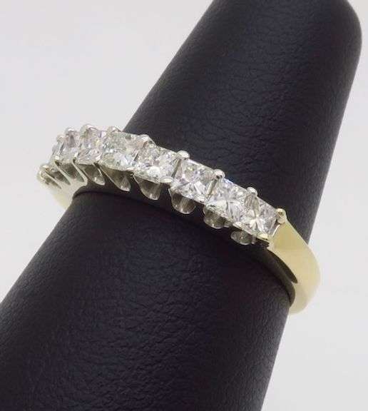Princess Cut Diamond Band made in Yellow & White Gold
