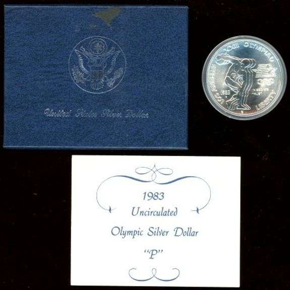 4 Different BU Commemorative Silver Dollars in Box w/Certificates