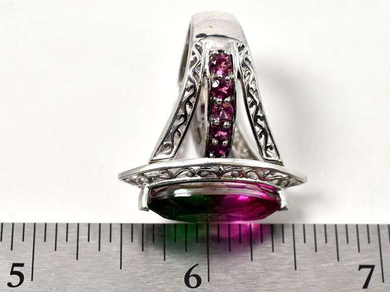 Watermelon Tourmaline and Pink Topaz Gemstone Ring in Sterling Silver