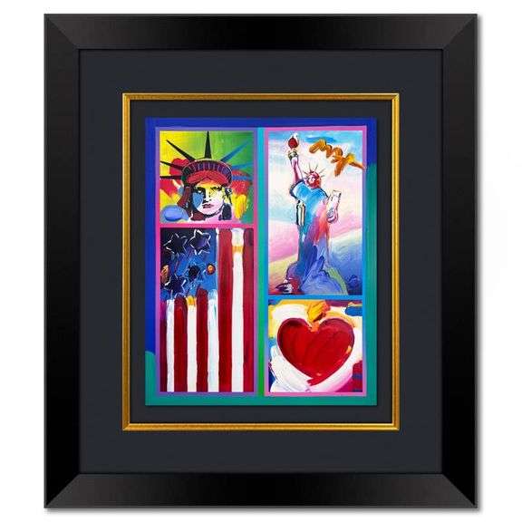 2 Liberties, Flag and Heart by Peter Max