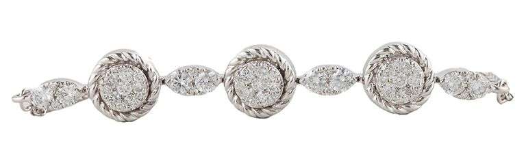 0.50ctw Diamond Alternating Circle and Marquise Shaped Bolo Bracelet in 14K