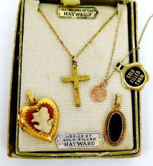 4 Vintage Gold Filled Pendants/Necklaces
