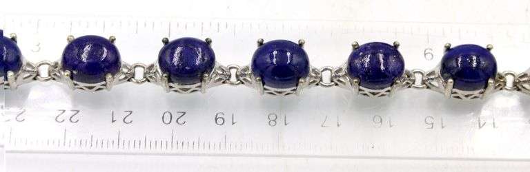 Lot of 2 Vintage 925 sterling silver lapis bracelets