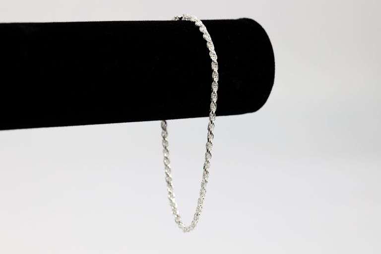 Sterling Silver Diamond-Cut Rope Chain 3mm Solid 925 Italy New Bracelet 9"
