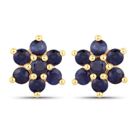 Genuine Blue Sapphire 10K Yellow Gold Earrings