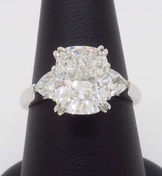 3.82CTW Cushion & Trillion Cut Diamond Engagement Ring