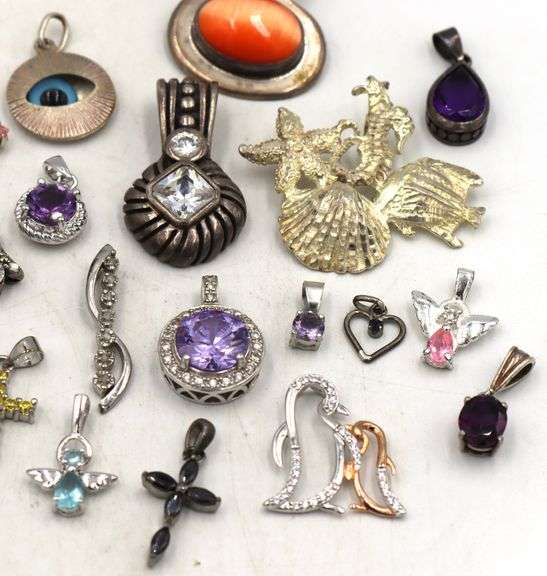 Group lot of Vintage 925 sterling silver pendants