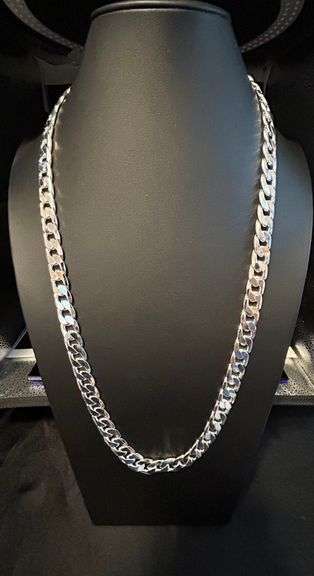 Huge 133.1 Gram .925 Sterling Silver Cuban Link Chain Necklace