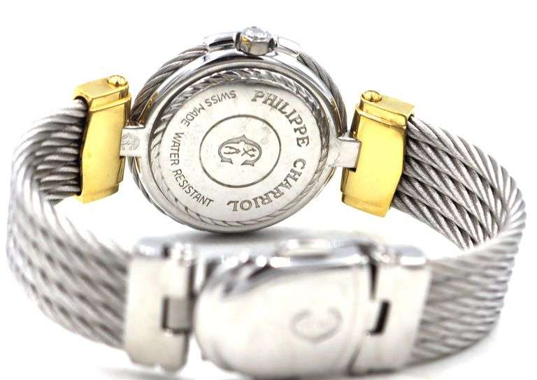Philippe Charriol date quartz shell wire wristwatch