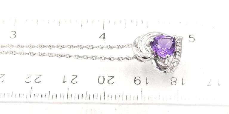Set of 925 sterling silver amethyst necklace, Earrings and ring