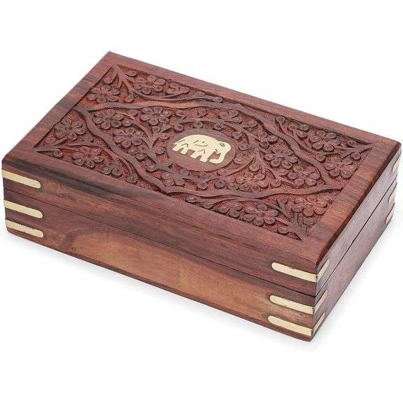 Handcrafted Sheesham Wood Keepsake Storage Box