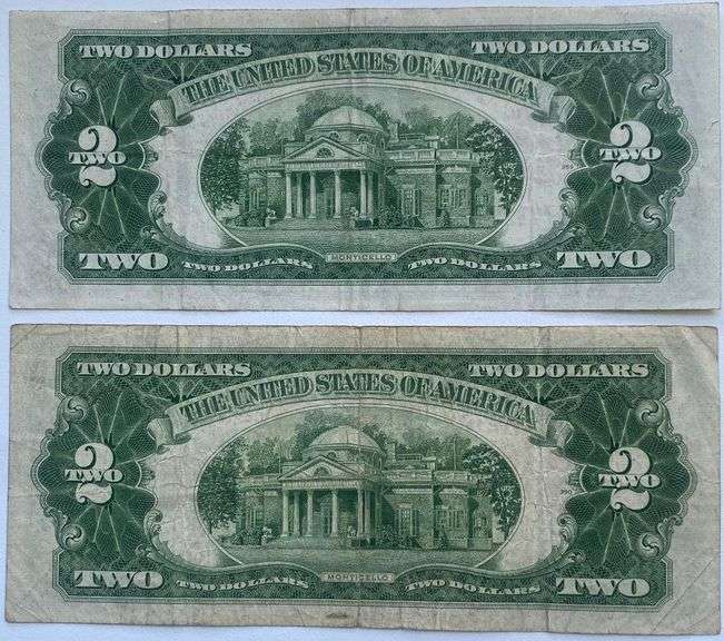2 1928  G Series $2 Red Seal US Notes