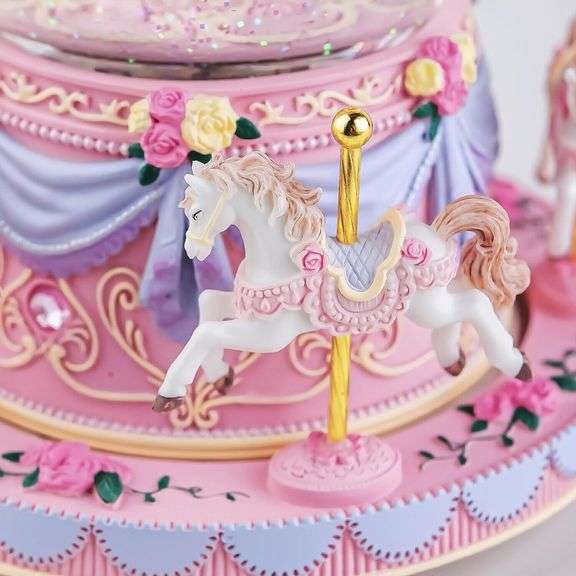 Carousel Horse Snow Globe Rotating Music Box