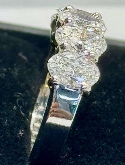 14K Oval Cut White Gold Lab Diamond Wedding Band