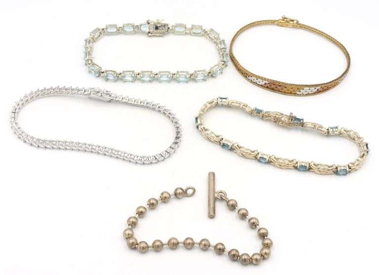 Group lot of 5 Vintage 925 sterling silver bracelets