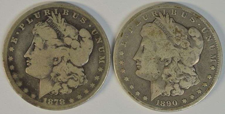 Key dates 1878-CC & 1890-CC Morgan Silver Dollars