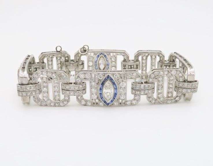 Vintage Diamond & Sapphire Art Deco Bracelet