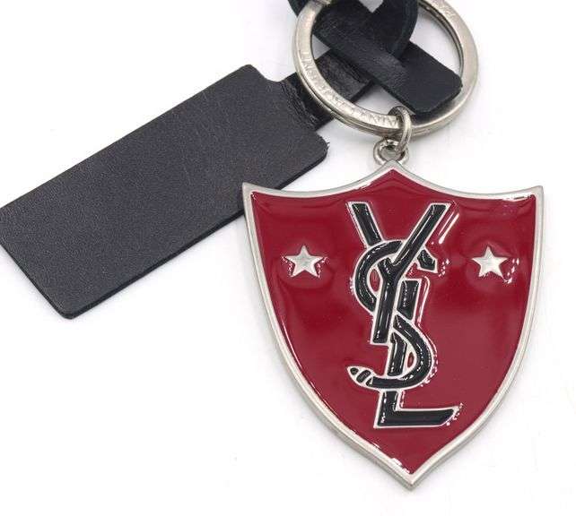 Saint Laurent black and red Shield logo key chain