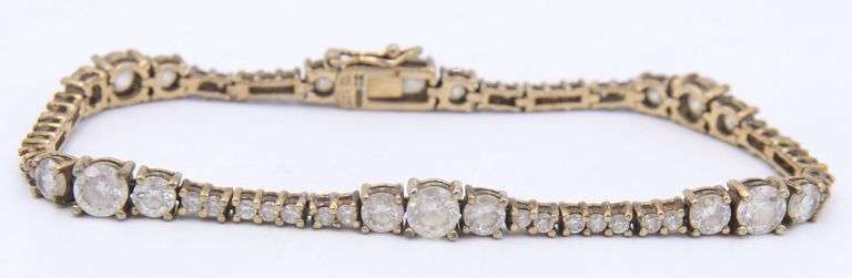925 Sterling silver cubic zirconia link tennis bracelet